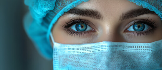 Niebieskie oczy lekarki – maseczka ochronna, medycyna i opieka zdrowotna

