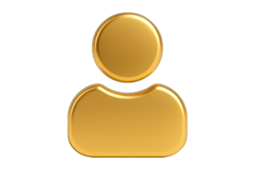 Golden user icon symbol, profile avatar logo, person graphic representation