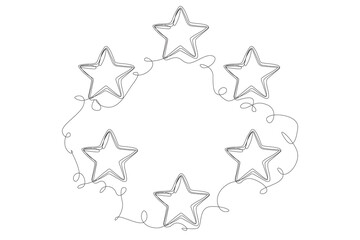 Line Art Star. Winter Holiday Decoration. Christmas or New year Greeting Card Template. Outline Cute Cartoon Christmas Star Shape Symbol. Happy Holiday Family Party Invitation Design Mascot.
