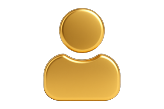 Golden user icon symbol, profile avatar logo, person graphic representation