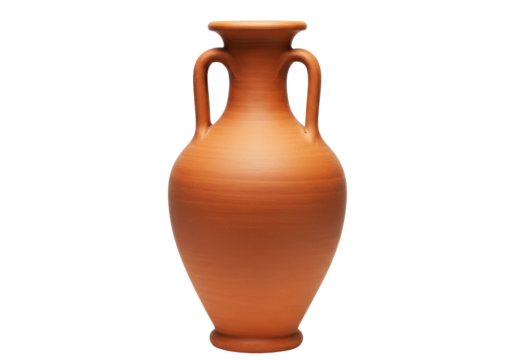 Isolated vase with handles made of pottery, traditional amphora design, ancient jug shape artful