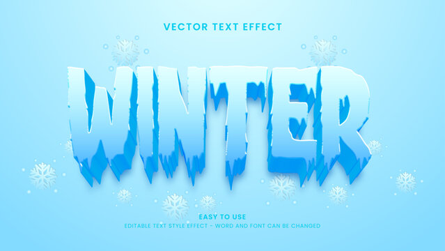 winter editable text effect 3d