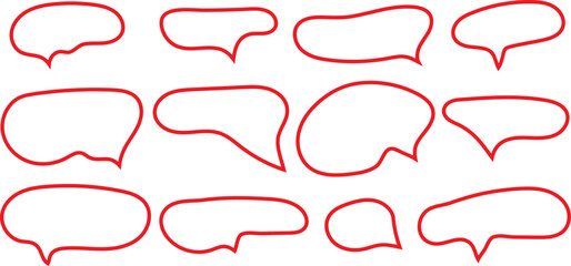 Variety of red outline speech bubble shapes