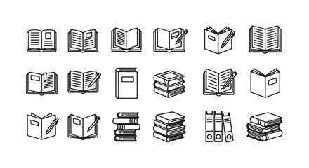 Set of book icons simple line vector illustration perfect for education and library design