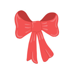 Illustration of a cute big red bow