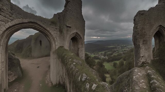 Majestic ancient castle ruins - 360 loop video