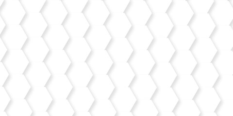 Fototapeta premium White abstract hexagonal hexagon modern technology. creative emboss light honeycomb polygonal web. geometric science and mosaic tile with template texture background. 