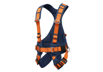 Isolated harness for fall protection equipment with straps and buckles for construction work