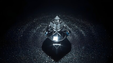 Modern premium crystal prism scene with intense rainbow refraction on glossy reflective surface