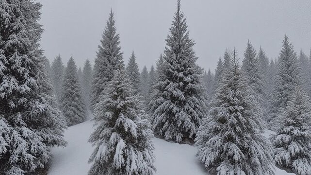 Winter Christmas Trees in the Snow - 360 loop video