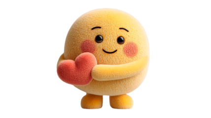 cute emoji hugging a little heart