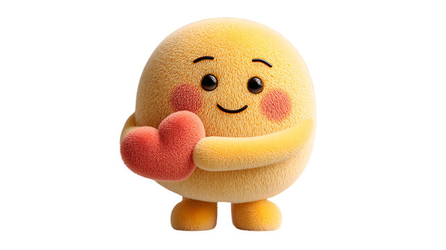 cute emoji hugging a little heart