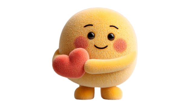 cute emoji hugging a little heart