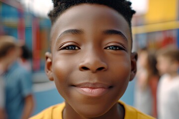 African children joyfully bouncing high on a playground, showcasing happiness and excitement in a vibrant outdoor setting with bright sunlight and playful atmosphere