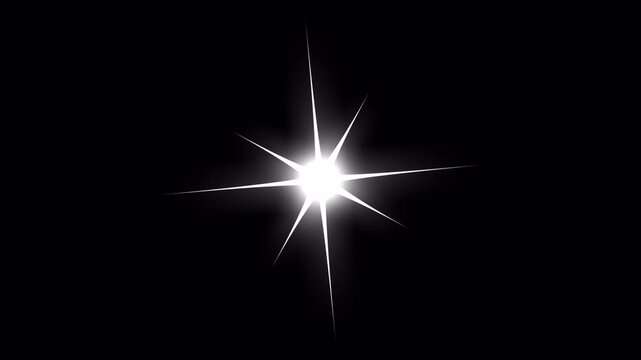 4K Twinkle Sparkling stars Shine animation on black screen. Vector, doodles style stars blinking effects with Alpha Channel. Glowing stars sparkle on transparent background