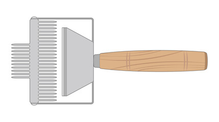 Vector illustration of a beekeeper's uncapping fork, isolated on white background. Ideal for beekeeping and honey extraction visuals.