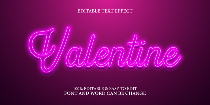 Valentine Neon Text Effect Template - Powered by Adobe