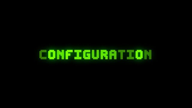 Green pixel Configuration text animation ideal for retro game menus and interface screens.