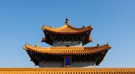 Obraz premium Ho Chi Minh, Vietnam Chinese Temple Roof Structure with Traditional Architecture and