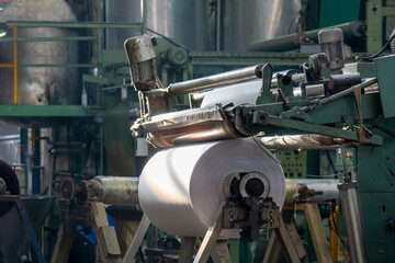 Industrial plant line in a textile factory.
