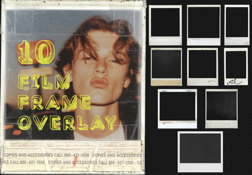 A Set Of 10 Transparent Retro Film Frame. Instant Photo Snapshot Border.
