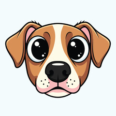 Cartoon dog face with big eyes and pink nose puppy.eps