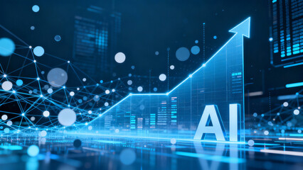 Artificial Intelligence Growth Graph With Global Earth Background Symbolizing Global Tech Growth