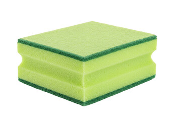 Isolated green and dark green kitchen sponge, household cleaning tool used for dishwashing