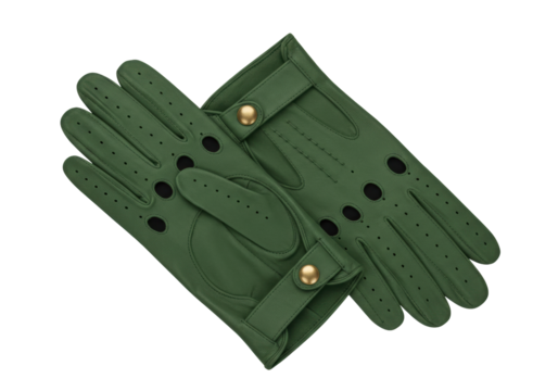 Isolated pair of fine, soft leather driving gloves to accessorize with your vintage automobile