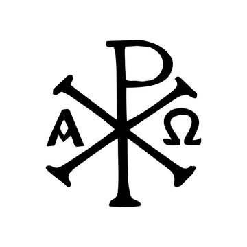 Monogram of Christ. Vintage religious sign Kairos on white background