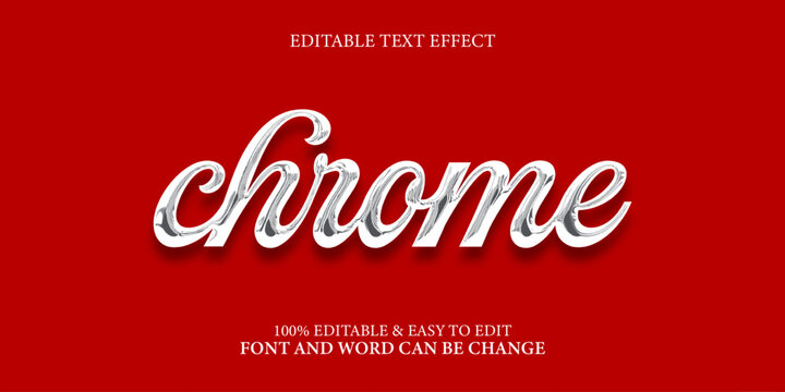 Editable Chrome Script Text Effect on Red Background