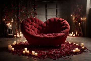 Stylowa czerwona kanapa w kształcie serca jako wyjątkowy element wystroju wnętrza