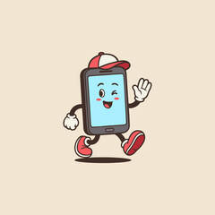 Retro style mobile phone character for logo design