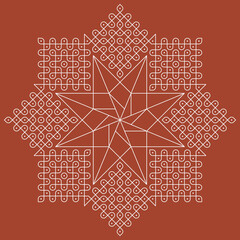 Modern pulli kolam Dotted rangoli art.