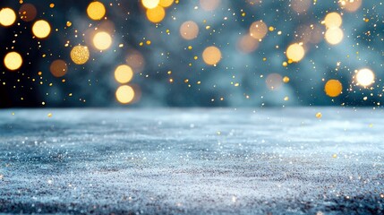 A close-up shot of a textured surface covered in glitter, with out-of-focus bokeh lights in the background.
