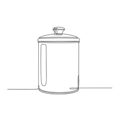 Glass jar with lid in black and white line art style
