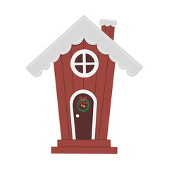 Christmas house with a festive wreath on the door