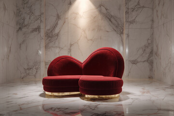 Stylowa czerwona kanapa w kształcie serca jako wyjątkowy element wystroju wnętrza
