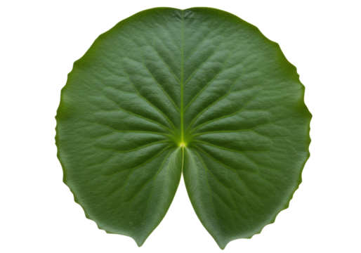 Isolated lily pad with radial venation showing prominent veins and distinct leaf margins