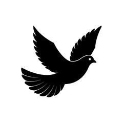 Flying dove silhouette icon symbolizing peace hope freedom spirit