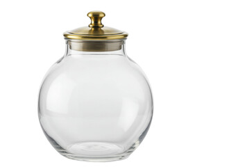 Isolated apothecary jar, empty canister for kitchen, bathroom, bedroom, vintage glass jar