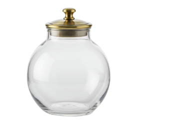 Isolated apothecary jar, empty canister for kitchen, bathroom, bedroom, vintage glass jar