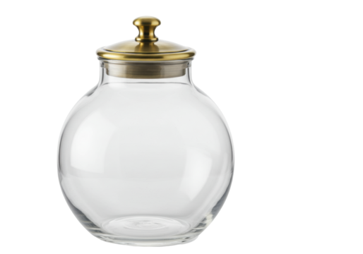 Isolated apothecary jar, empty canister for kitchen, bathroom, bedroom, vintage glass jar