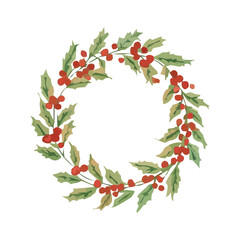 watercolor christmas wreath vector illustration