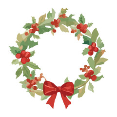watercolor christmas wreath vector illustration