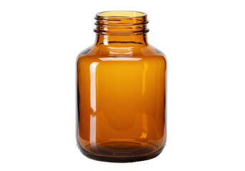 Isolated brown bottle, glass container used for medication, essential oil, syrup or liquid.