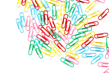 Colorful paper clips, Top view with copy space