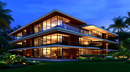 Modern residential buildings. Low-energy house