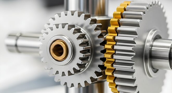 Close-up of meshing gears showing mechanical engineering and industrial design
