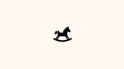Obraz premium Minimalist silhouette of a rocking horse on cream background